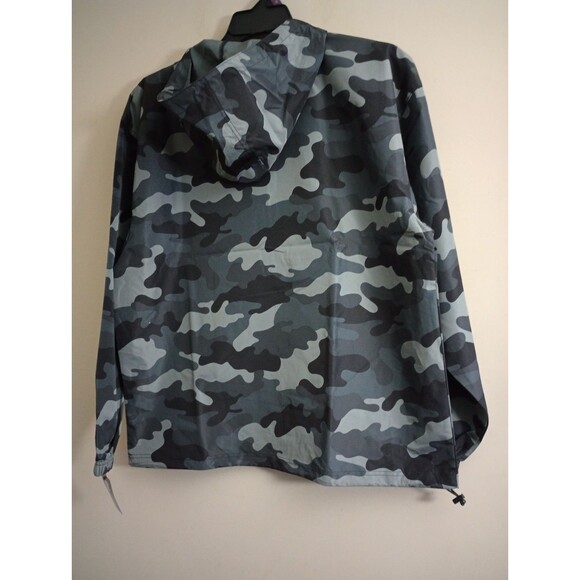 NWT Champion Lightweight Black/Grey Camo Waterproof Windbreaker Jacket Size L - Picture 3 of 12